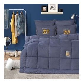 Karaca Home Motto Cotton Comfort Çift Kişilik İndigo Uyku Seti