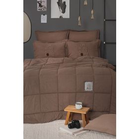 Karaca Home Motto Cotton Comfort Çift Kişilik Kahve Uyku Seti