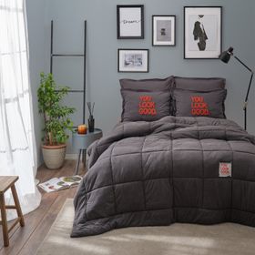 Karaca Home Motto Cotton Comfort Tek Kişilik Antrasit Uyku Seti