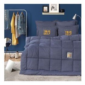 Karaca Home Motto Cotton Comfort Tek Kişilik İndigo Uyku Seti