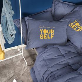 Karaca Home Motto Cotton Comfort Tek Kişilik İndigo Uyku Seti