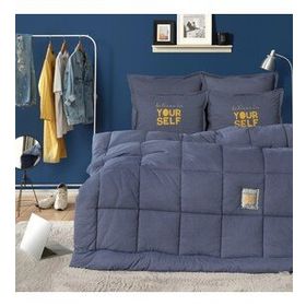 Karaca Home Motto Cotton Comfort Tek Kişilik İndigo Uyku Seti