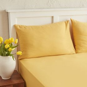 Karaca Home Motto Penye Fitted Tek Kişilik 100x200+30 cm Hardal Çarşaf