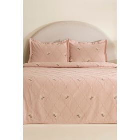 Karaca Home Myra Pudra Çift Kişilik Çiçekli Yatak Örtüsü