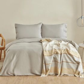 Karaca Home Nevada Hardal Çift Kişilik Krem Nevresim Jakar Pike Takımı