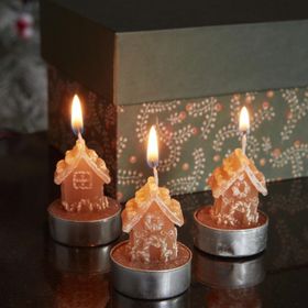 Karaca Home New Year 24 Ginger House 3'lü 18x5x6 cm Tealight Mum