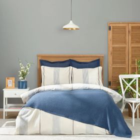 Karaca Home Palermo Indigo Tek Kişilik İpliği Boyalı Nevresim Yataka Örtüsü Set