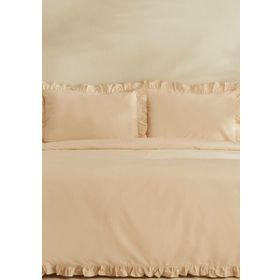 Karaca Home Pure Ruffle %100 Pamuk Açık Bej Çift Kişilik Nevresim Takımı
