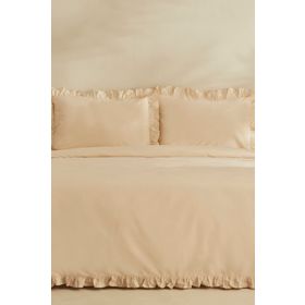 Karaca Home Pure Ruffle %100 Pamuk Açık Bej Çift Kişilik Nevresim Takımı