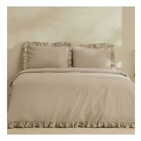 Karaca Home Pure Ruffle %100 Pamuk Açık Gri Çift Kişilik Nevresim Takımı