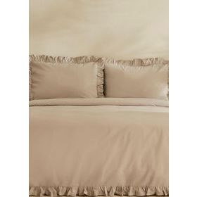 Karaca Home Pure Ruffle %100 Pamuk Açık Gri Çift Kişilik Nevresim Takımı