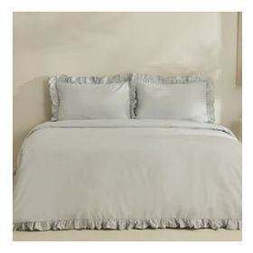 Karaca Home Pure Ruffle %100 Pamuk Açık Mavi Çift Kişilik Nevresim Takımı