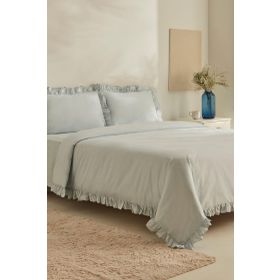 Karaca Home Pure Ruffle %100 Pamuk Açık Mavi Çift Kişilik Nevresim Takımı