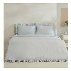 Karaca Home Pure Ruffle %100 Pamuk Açık Mavi Çift Kişilik Nevresim Takımı