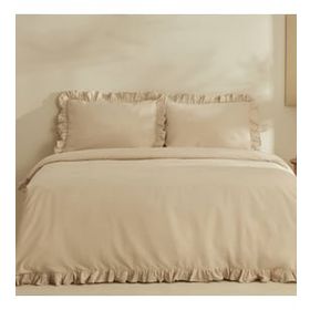 Karaca Home Pure Ruffle %100 Pamuk Ekru Çift Kişilik Nevresim Takımı