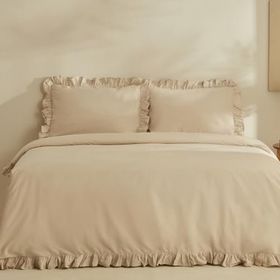 Karaca Home Pure Ruffle %100 Pamuk Ekru Çift Kişilik Nevresim Takımı