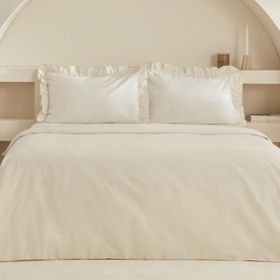 Karaca Home Pure Ruffle %100 Pamuk Ekru Çift Kişilik Nevresim Takımı