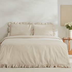 Karaca Home Pure Ruffle %100 Pamuk Ekru Çift Kişilik Nevresim Takımı