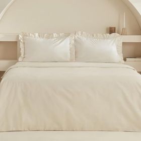 Karaca Home Pure Ruffle %100 Pamuk Ekru Çift Kişilik Nevresim Takımı