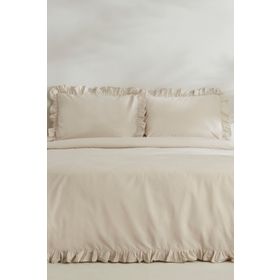 Karaca Home Pure Ruffle %100 Pamuk Ekru Çift Kişilik Nevresim Takımı