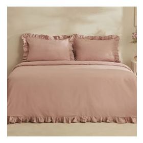 Karaca Home Pure Ruffle %100 Pamuk Pudra Çift Kişilik Nevresim Takımı