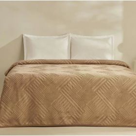 Karaca Home Rita Açık Kahve Tek Kişilik Emboss Battaniye