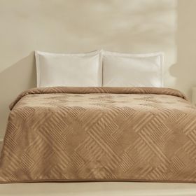 Karaca Home Rita Açık Kahve Tek Kişilik Emboss Battaniye