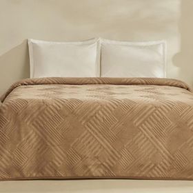 Karaca Home Rita Açık Kahve Tek Kişilik Emboss Battaniye