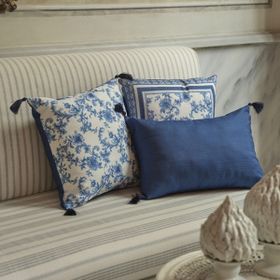 Karaca Home Rosario 45x45 cm Mavi Beyaz Dolgulu Kırlent