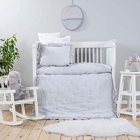 Karaca Home Royale Gri Pamuk Müslin Nakışlı Private Bebek Yorgan Seti