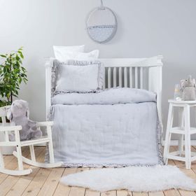 Karaca Home Royale Gri Pamuk Müslin Nakışlı Private Bebek Yorgan Seti