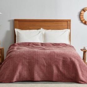 Karaca Home Sandra Çift Kişilik Bordo Balık Sırtı Desenli Pamuk Battaniye