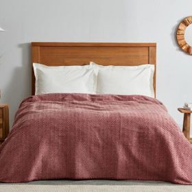 Karaca Home Sandra Çift Kişilik Bordo Balık Sırtı Desenli Pamuk Battaniye