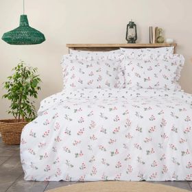 Karaca Home Silvie %100 Pamuk Fırfırlı Kırmızı Çift Kişilik Nevresim Takım