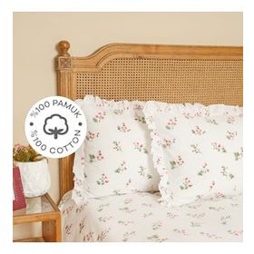 Karaca Home Silvie %100 Pamuk Fırfırlı Kırmızı Çift Kişilik Nevresim Takım