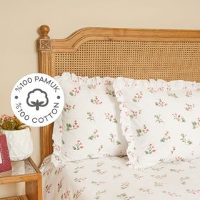 Karaca Home Silvie %100 Pamuk Fırfırlı Kırmızı Çift Kişilik Nevresim Takım