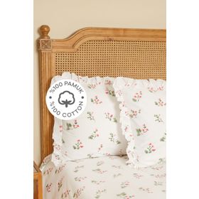 Karaca Home Silvie %100 Pamuk Fırfırlı Kırmızı Çift Kişilik Nevresim Takım
