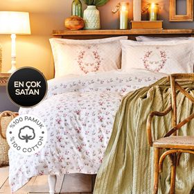 Karaca Home Sonya Pamuk Yeşil Çift Kişilik Nevresim Takımı