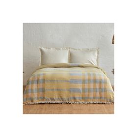 Karaca Home Striped %100 Pamuk Mavi Çift Kişilik Müslin Pike