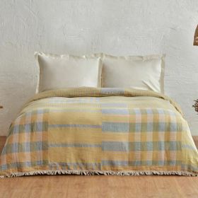 Karaca Home Striped %100 Pamuk Mavi Çift Kişilik Müslin Pike