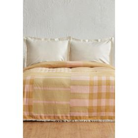 Karaca Home Striped %100 Pamuk Yavruağzı Çift Kişilik Müslin Pike