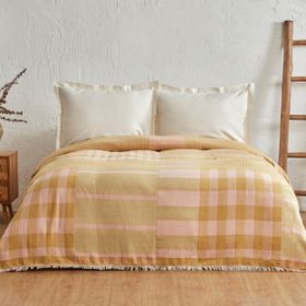 Karaca Home Striped %100 Pamuk Yavruağzı Çift Kişilik Müslin Pike