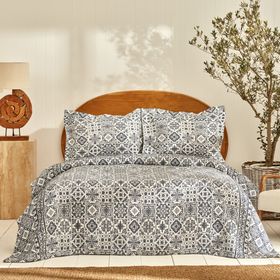Karaca Home Tiles Çift Kişilik Mavi Yatak Örtüsü