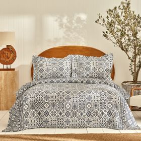 Karaca Home Tiles Çift Kişilik Mavi Yatak Örtüsü