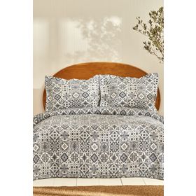 Karaca Home Tiles Çift Kişilik Mavi Yatak Örtüsü