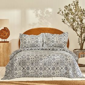 Karaca Home Tiles Çift Kişilik Mavi Yatak Örtüsü