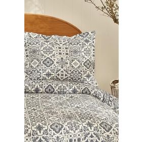 Karaca Home Tiles Çift Kişilik Mavi Yatak Örtüsü