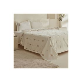 Karaca Home Vanes Bej Çift Kişilik Nakışlı Nevresim Pike Takımı