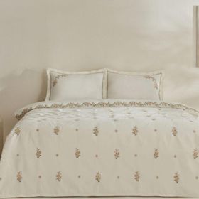 Karaca Home Vanes Bej Çift Kişilik Nakışlı Nevresim Pike Takımı