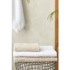 Karaca Home Vinos 4 Parça Bej Yüz Banyo Havlusu Hamam Seti